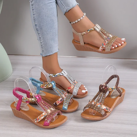 Orthopedic Sandals - Lightweight - Elastic Strap - Wedge Sandals - Women's Sandals-Fashion Nora