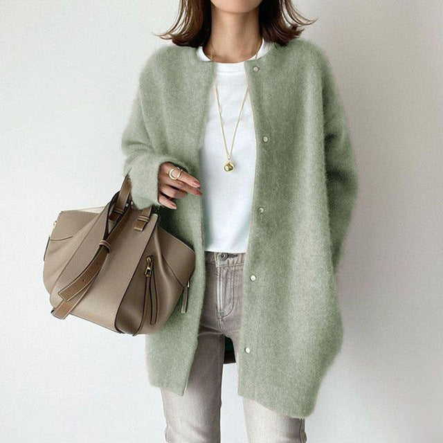 Oversized Cardigan - Long - Button-Up - Cardigan Jacket - Women's Coatigan-Fashion Nora