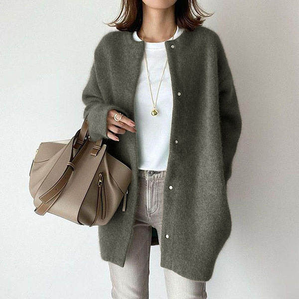 Oversized Cardigan - Long - Button-Up - Cardigan Jacket - Women's Coatigan-Fashion Nora