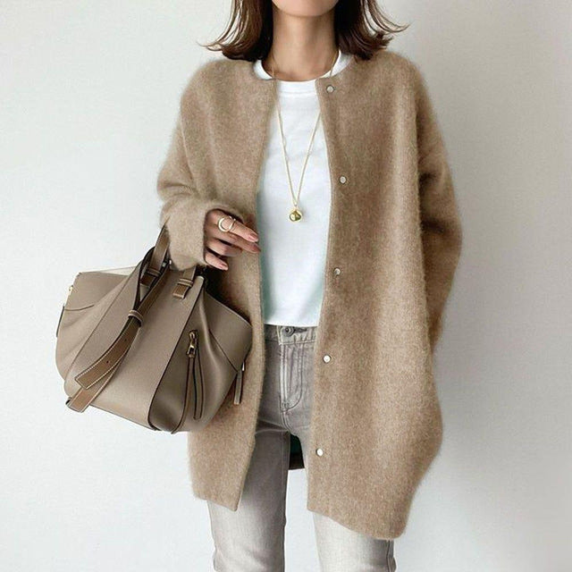 Oversized Cardigan - Long - Button-Up - Cardigan Jacket - Women's Coatigan-Fashion Nora