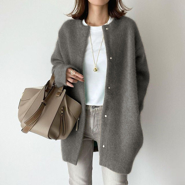 Oversized Cardigan - Long - Button-Up - Cardigan Jacket - Women's Coatigan-Fashion Nora