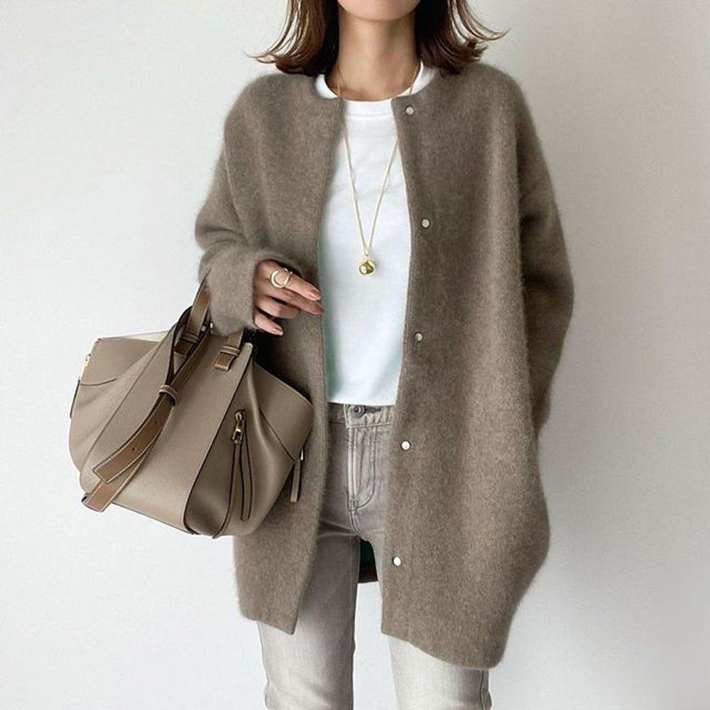 Oversized Cardigan - Long - Button-Up - Cardigan Jacket - Women's Coatigan-Fashion Nora