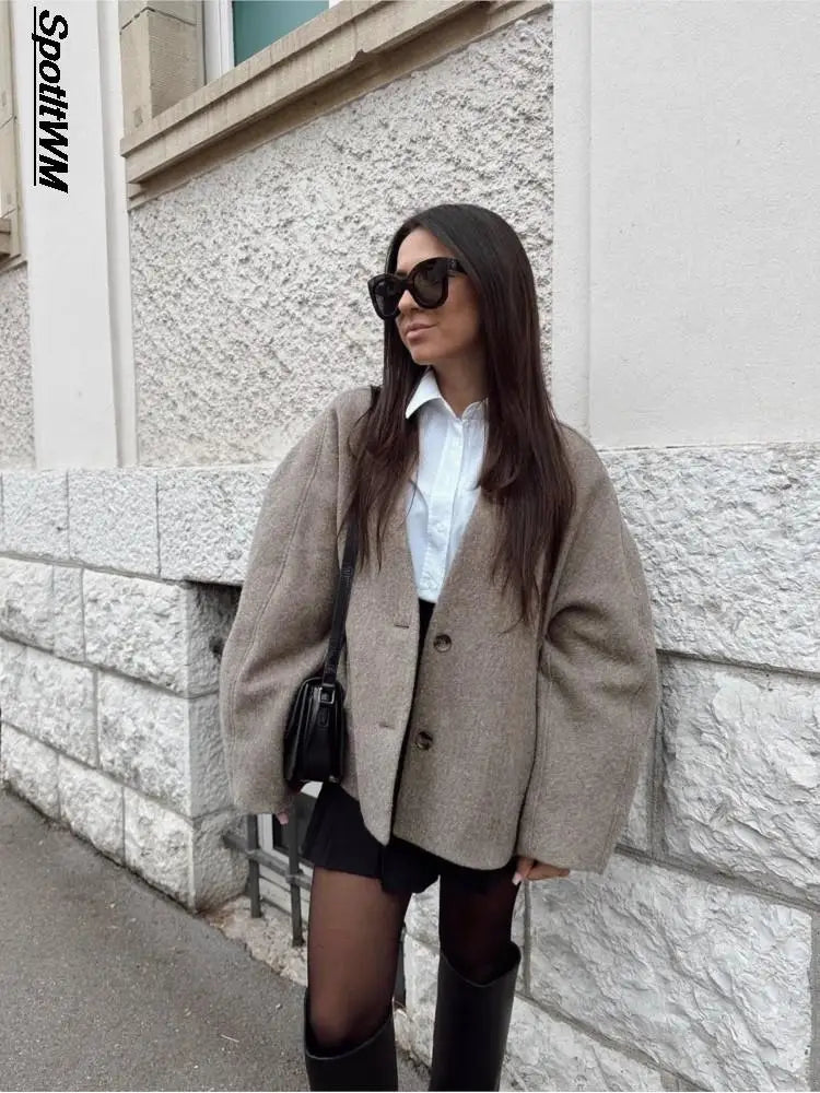 Oversized Jacket | Single Breasted | Vintage | Blazer Jacket | Women's Jacket-Fashion Nora