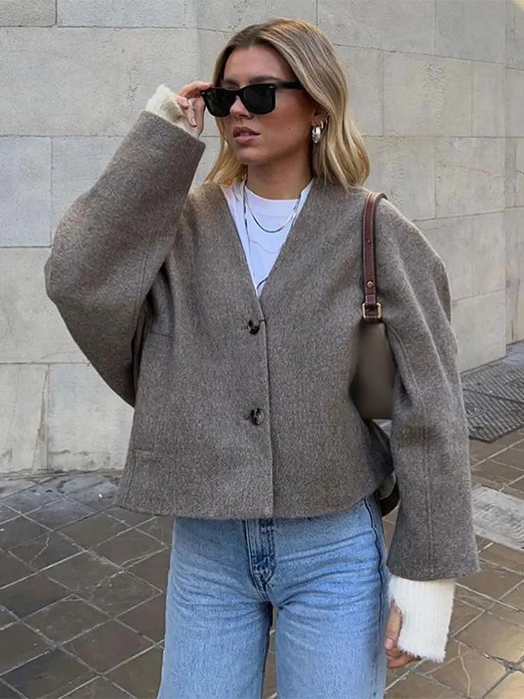 Oversized Jacket | Single Breasted | Vintage | Blazer Jacket | Women's Jacket-Fashion Nora