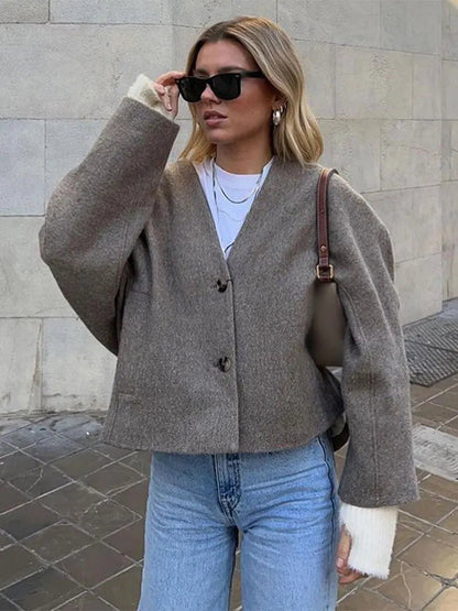 Oversized Jacket | Single Breasted | Vintage | Blazer Jacket | Women's Jacket-Fashion Nora