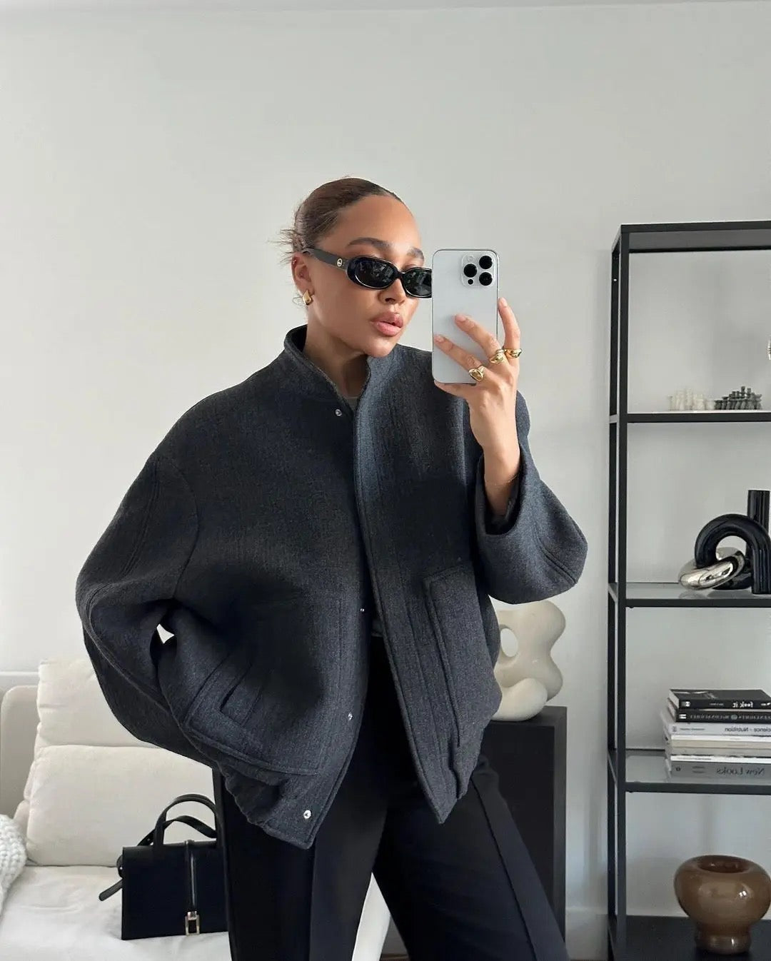 Oversized Jacket | Tweed | Button-Up | Bomber Jacket | Women's Jacket-Fashion Nora