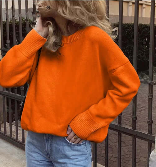 Oversized Jumper | Crew Neck | Pullover | Knitted Sweater | Women's Knitwear-Fashion Nora