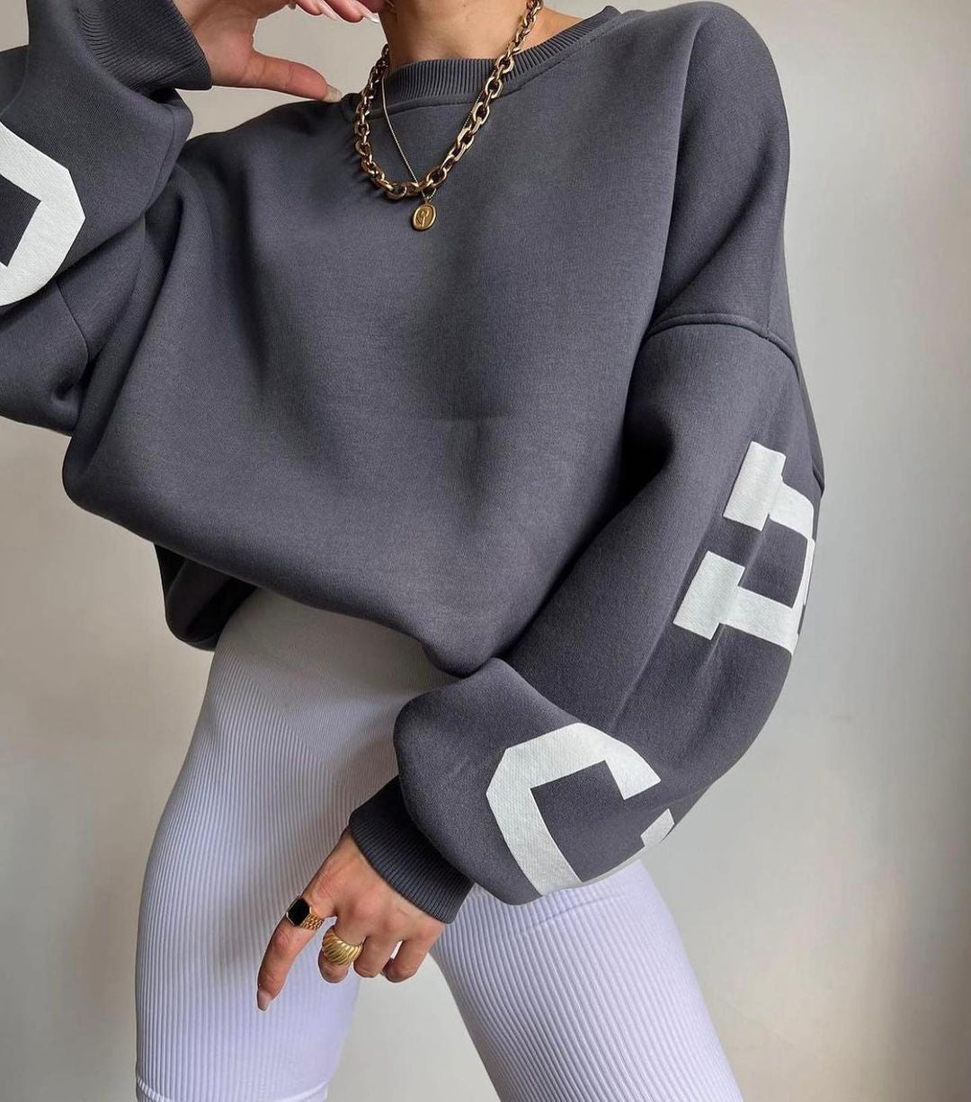 Oversized Sweatshirt - Women's Cozy Baggy Loose Fit Sweater-Fashion Nora