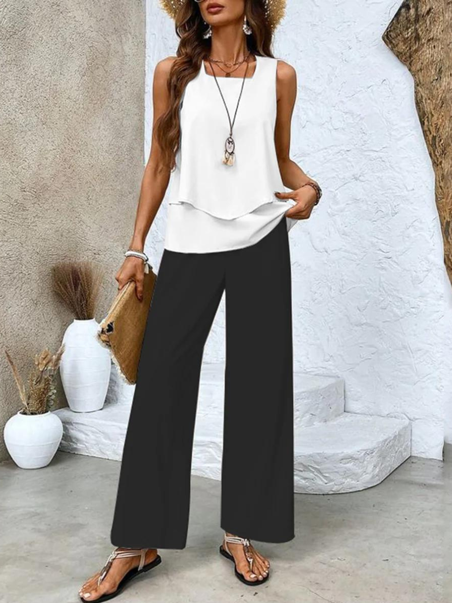 Pants and Top Set | Wide Leg | Two-Piece | Summer Clothes | Co-Ord Set Women-Fashion Nora