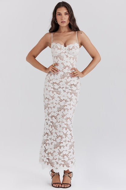 Pearl Blossom Maxi Dress-Fashion Nora