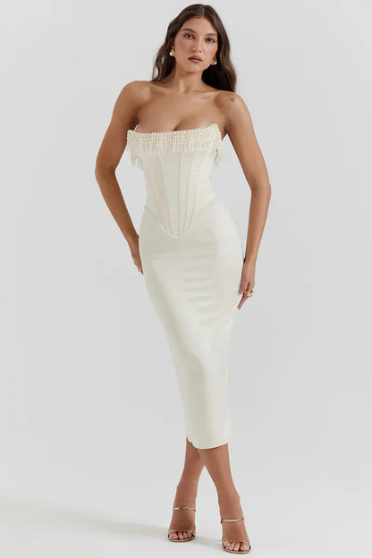 Pearl Luxe Maxi Dress-Fashion Nora