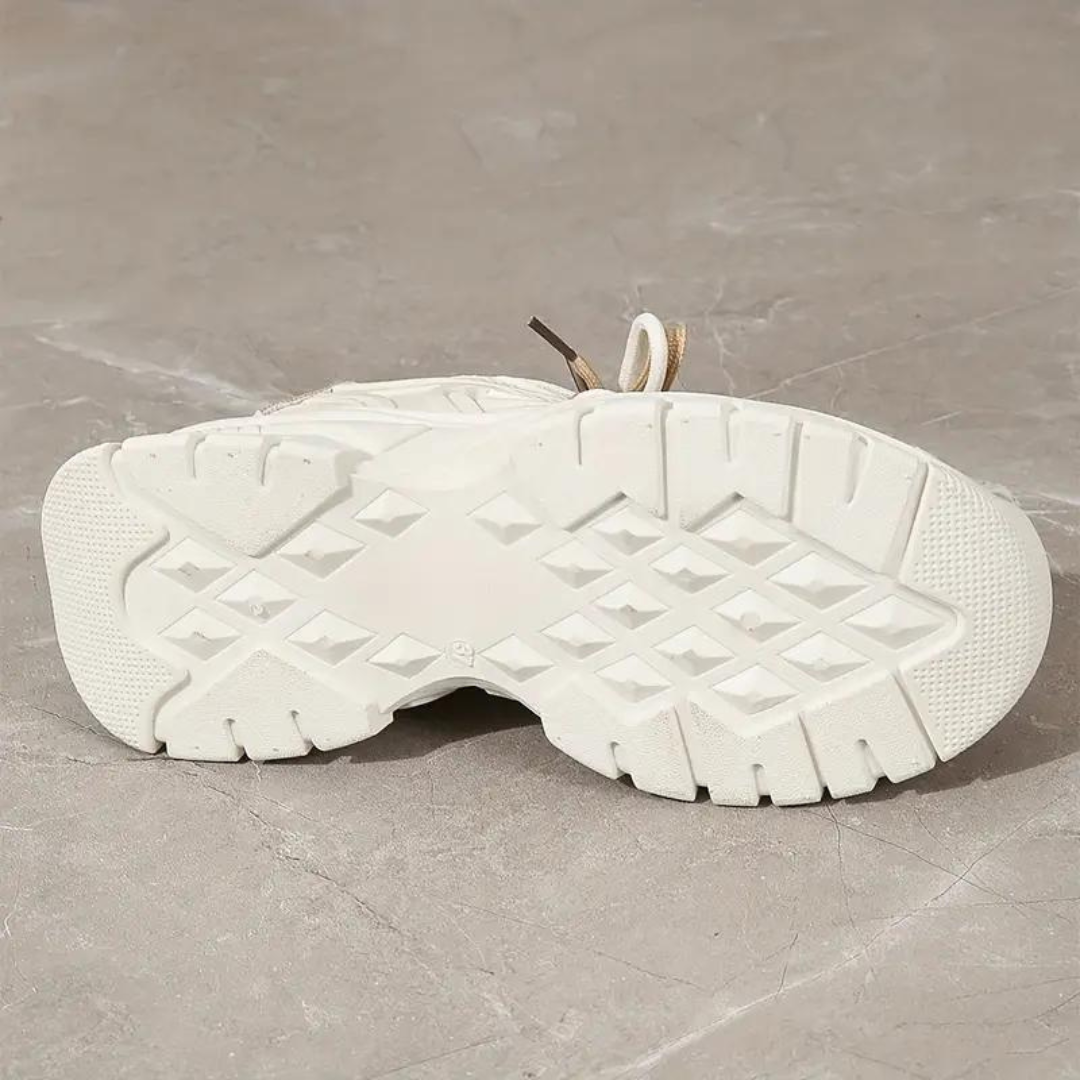 Platform Sneakers - Lace-Up - Orthopedic - White Sneakers - Women's Sneakers-Fashion Nora