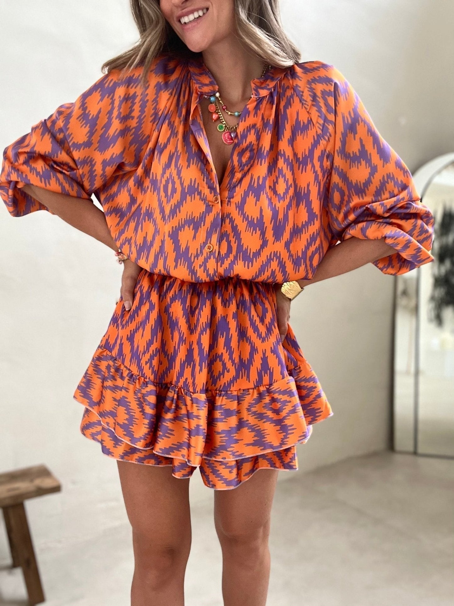 Playsuit - Long Sleeve - Ruffle - Summer Jumpsuit - Women's Clothing-Fashion Nora