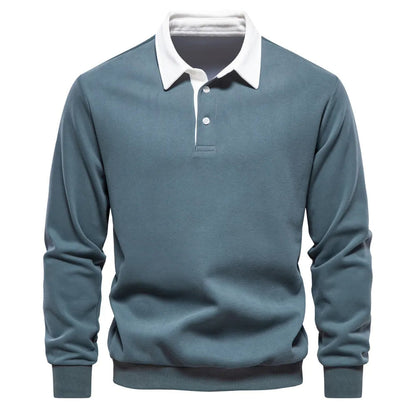 Polo Shirt - Half Button - Collar - Long Sleeve - Pullover-Fashion Nora