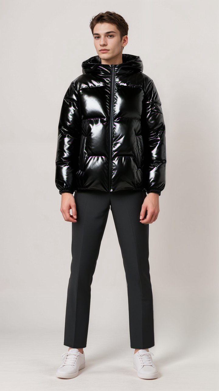 Puffer Jacket - Shiny - Hooded - Padded Jacket - Men's Winter Jacket-Fashion Nora