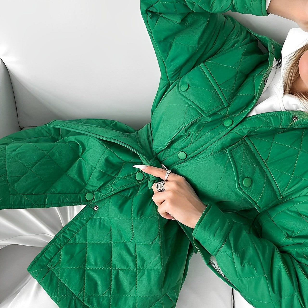 Quilted Jacket | Belt | Lightweight | Padded Jacket | Women's Winter Jacket-Fashion Nora
