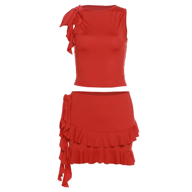 Rouge Ruffle Set-Fashion Nora