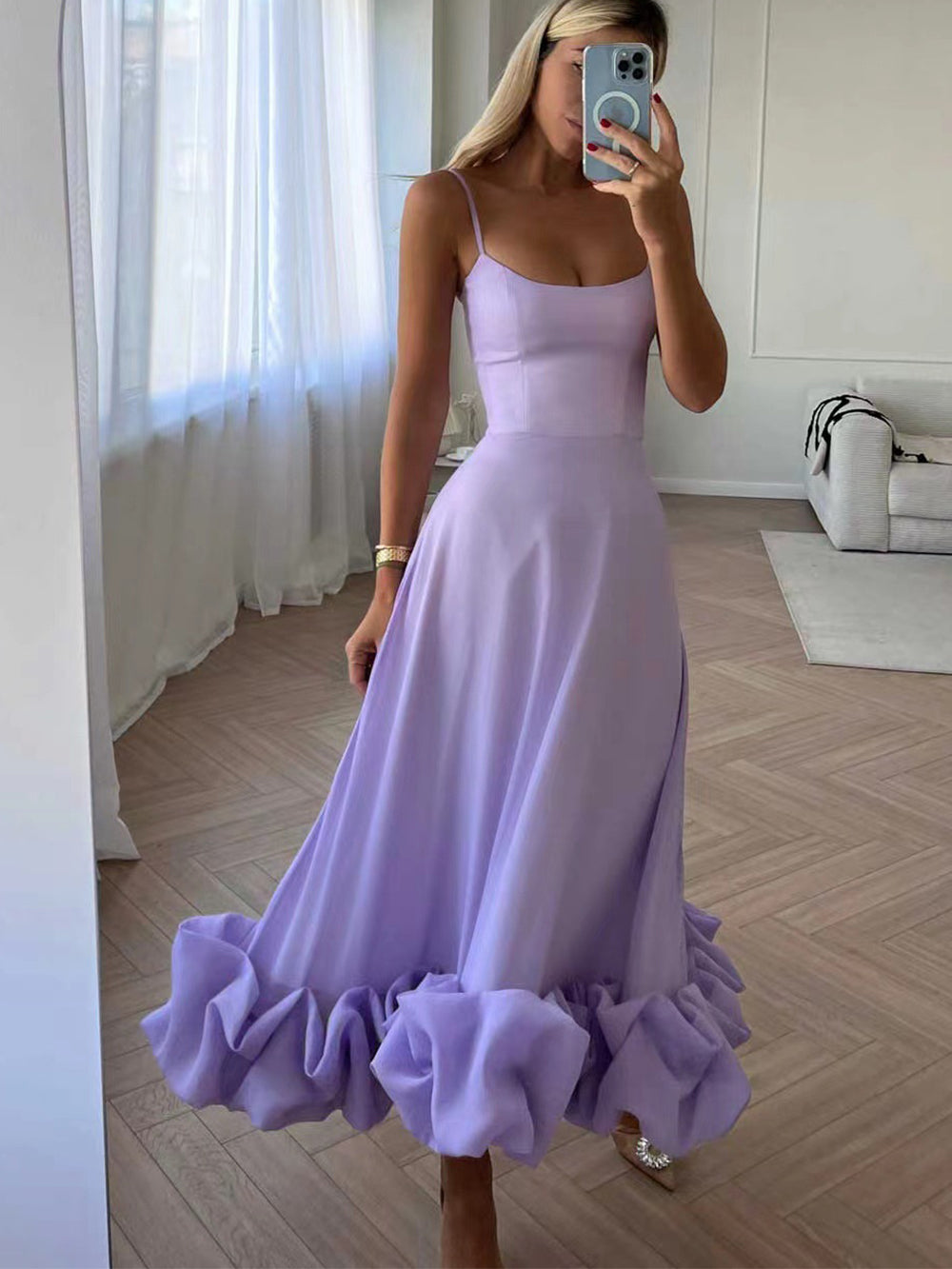 Ruffle Dress - Women's Elegant Midi Corset Cocktail Dress-Fashion Nora