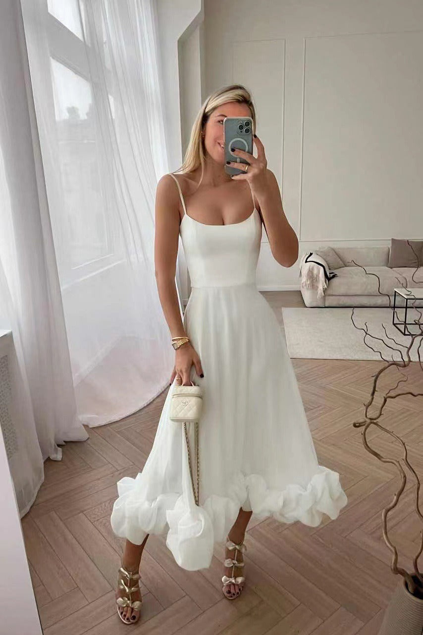 Ruffle Dress - Women's Elegant Midi Corset Cocktail Dress-Fashion Nora