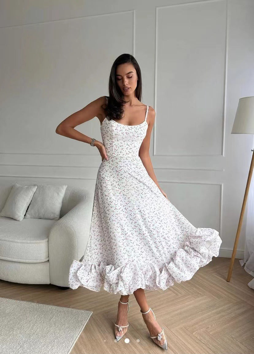 Ruffle Dress - Women's Elegant Midi Corset Cocktail Dress-Fashion Nora