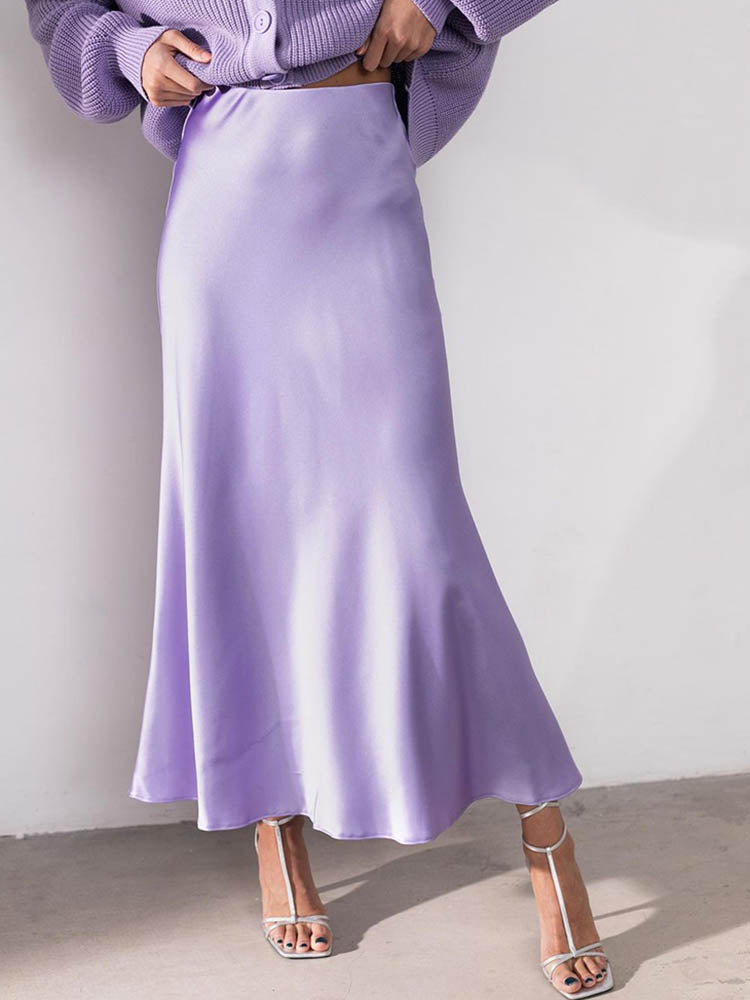 Sandra Satin Skirt | Elegant satin midi skirt is a must-have for this season-Fashion Nora