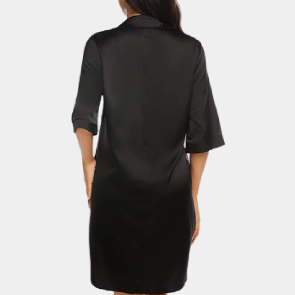 Satin Nightgown - Button-Up - Short Sleeve - Satin Nightdress - Women's Sleepwear-Fashion Nora