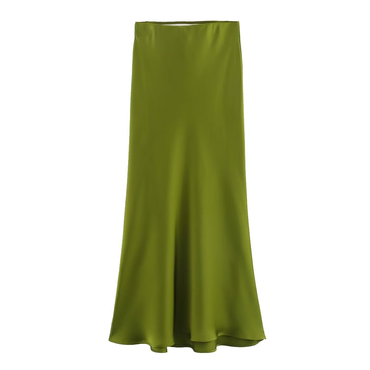 Satin Skirt - Women's High Waist Silk Satin Midi Skirt-Fashion Nora