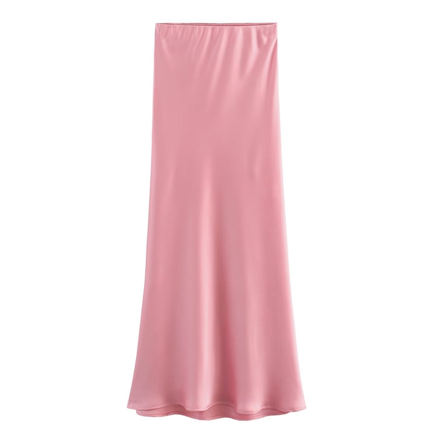 Satin Skirt - Women's High Waist Silk Satin Midi Skirt-Fashion Nora