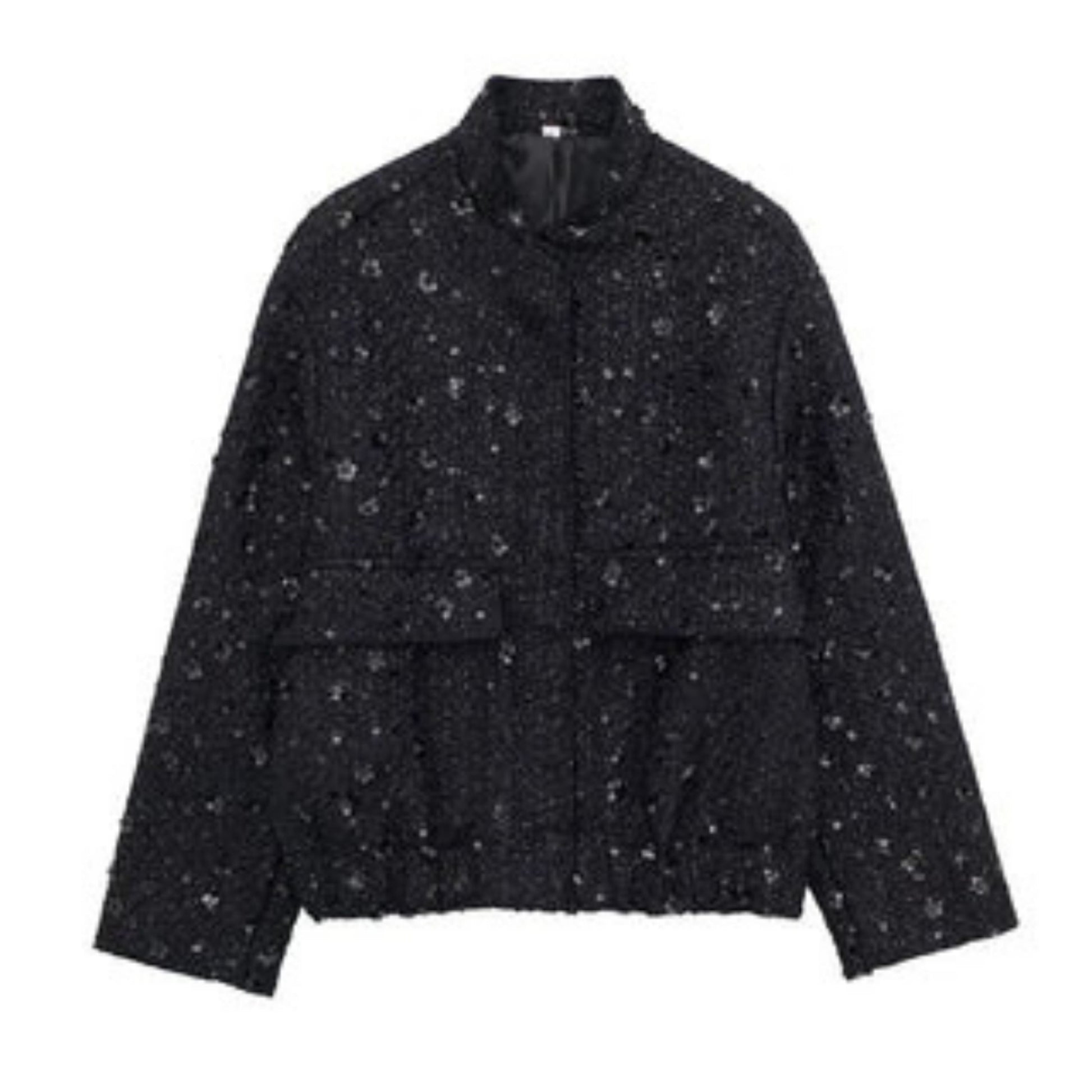 Sequin Jacket - Women's Loose Fit Sparkle Glitter Bomber Jacket-Fashion Nora