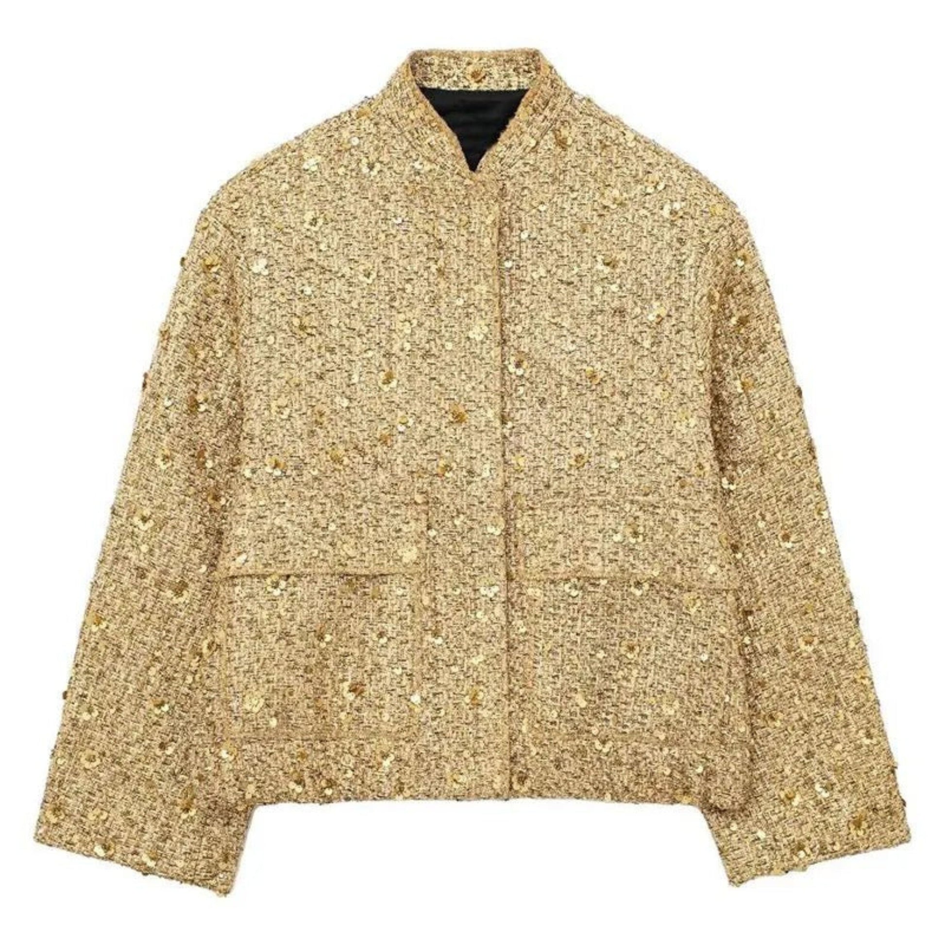 Sequin Jacket - Women's Loose Fit Sparkle Glitter Bomber Jacket-Fashion Nora