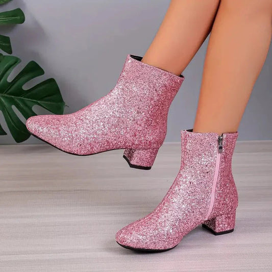 Sequin Party Boots-Fashion Nora