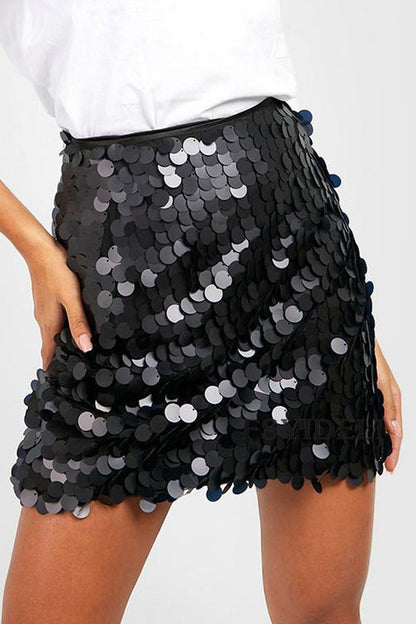 Sequin Skirt - Sparkly - High Waist - Mini Skirt - Party Skirt-Fashion Nora