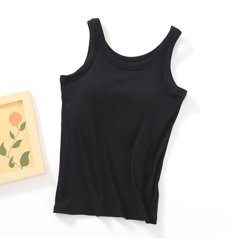 Singlet with Built-in Bra | Sleeveless | Breathable | Built-in Bra Top | Women's Tank Top-Fashion Nora