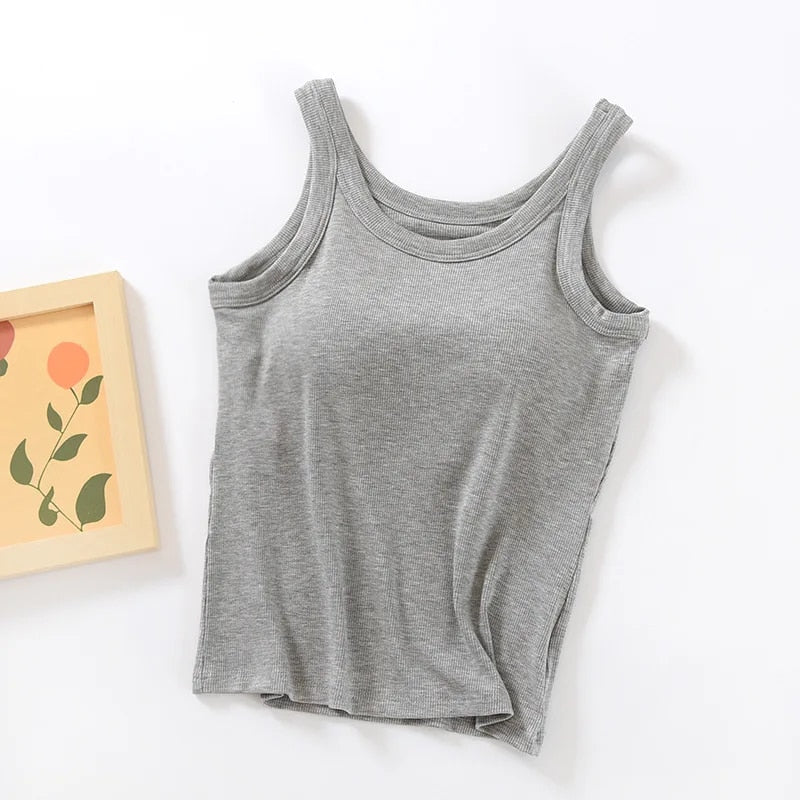 Singlet with Built-in Bra | Sleeveless | Breathable | Built-in Bra Top | Women's Tank Top-Fashion Nora