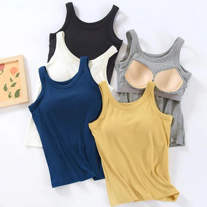 Singlet with Built-in Bra | Sleeveless | Breathable | Built-in Bra Top | Women's Tank Top-Fashion Nora