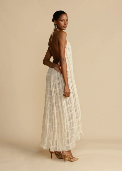 Skirt and Top Set | Chiffon | Open Back | Co-Ord Set | Women's Summer Clothes-Fashion Nora
