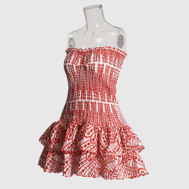 Strapless Dress - Shirred - Ruffle - Mini Dress - Summer Dress-Fashion Nora