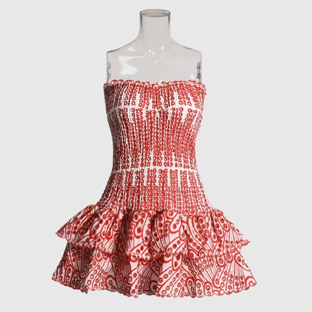 Strapless Dress - Shirred - Ruffle - Mini Dress - Summer Dress-Fashion Nora