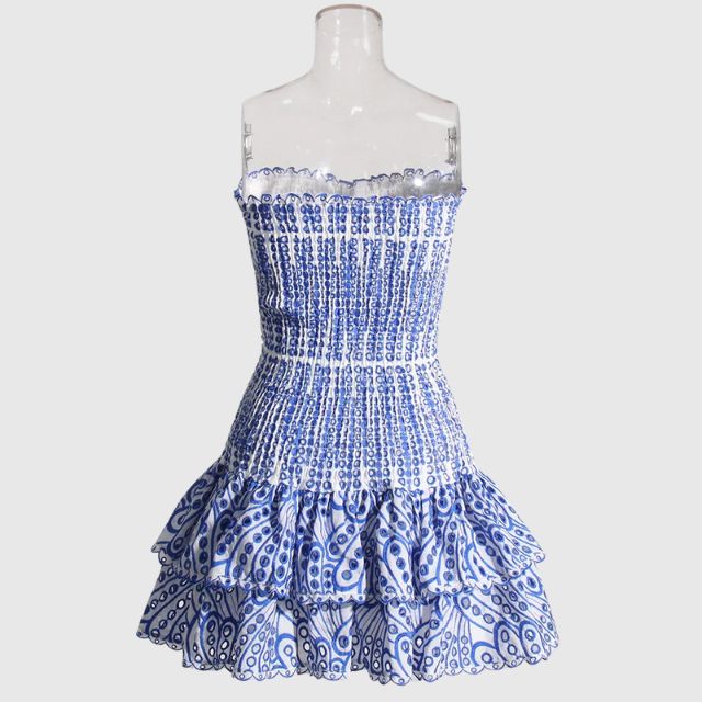 Strapless Dress - Shirred - Ruffle - Mini Dress - Summer Dress-Fashion Nora