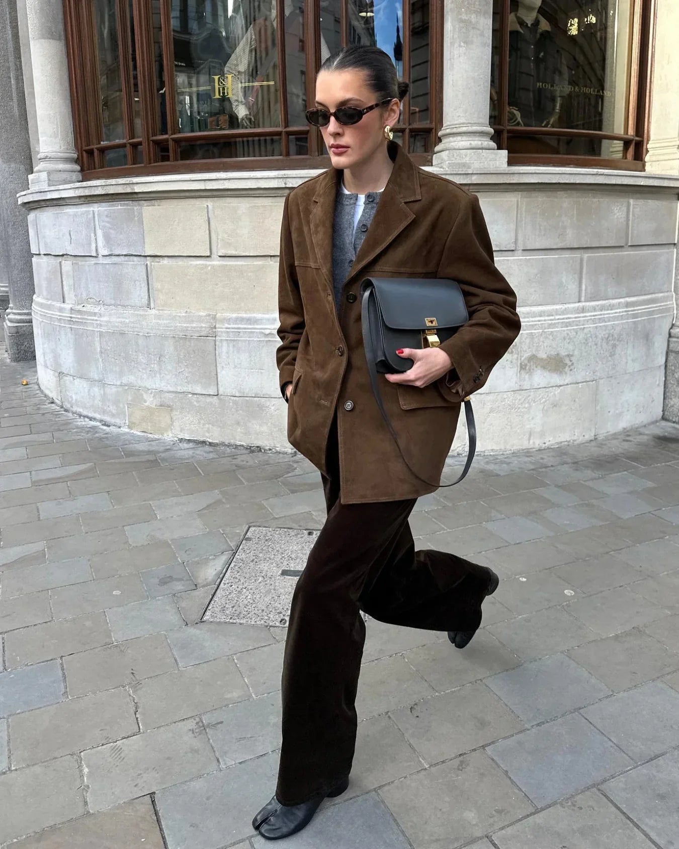 Suede Jacket - Women's Brown Vintage Oversized Suedette Jacket -Fashion Nora