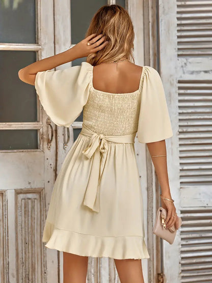 Summer Dress, Flutter Sleeve, Flowy, Elegant Dress, Sundresses-Fashion Nora