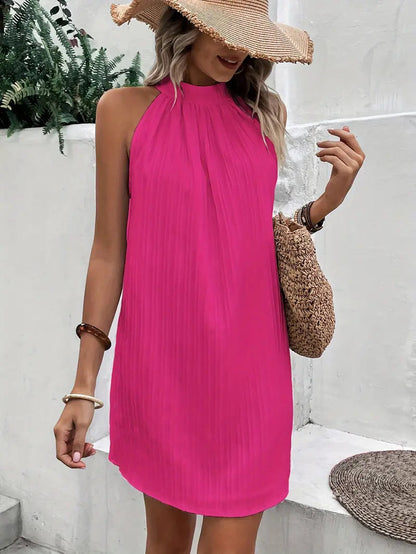 Summer Dress - Halterneck - Sleeveless - Mini Dress - Loose Fit-Fashion Nora