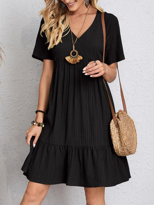 Summer Dress | Short Sleeve | Loose Fit | Short Dress | Casual Dress-Fashion Nora