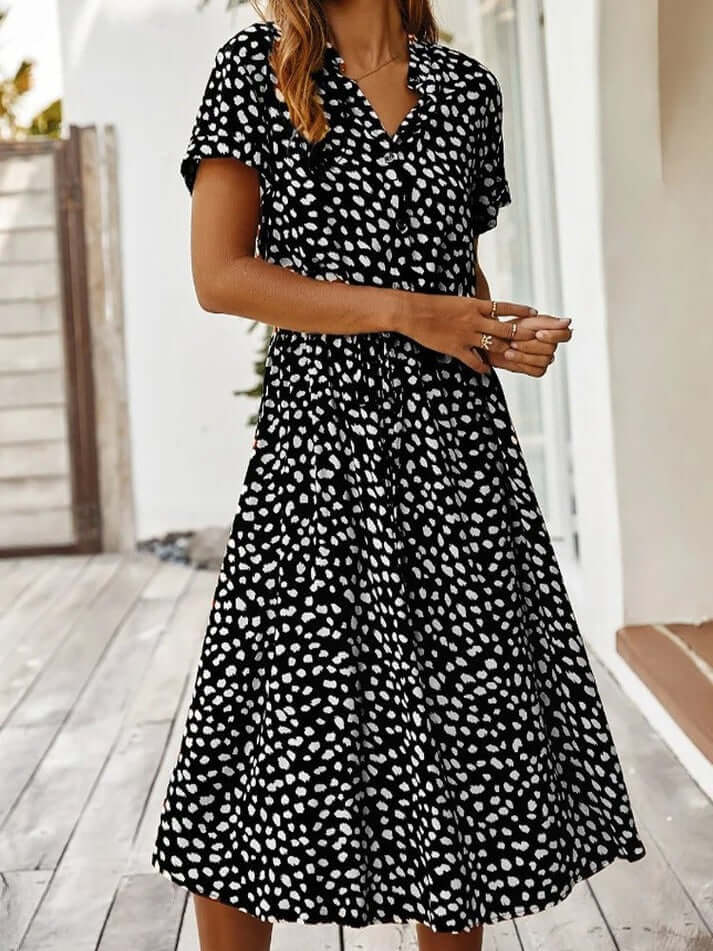 Summer Dress | Short Sleeve | Tie Waist | Midi Dress | Sundress-Fashion Nora