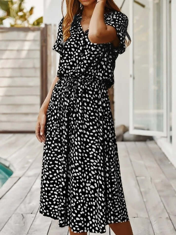Summer Dress | Short Sleeve | Tie Waist | Midi Dress | Sundress-Fashion Nora