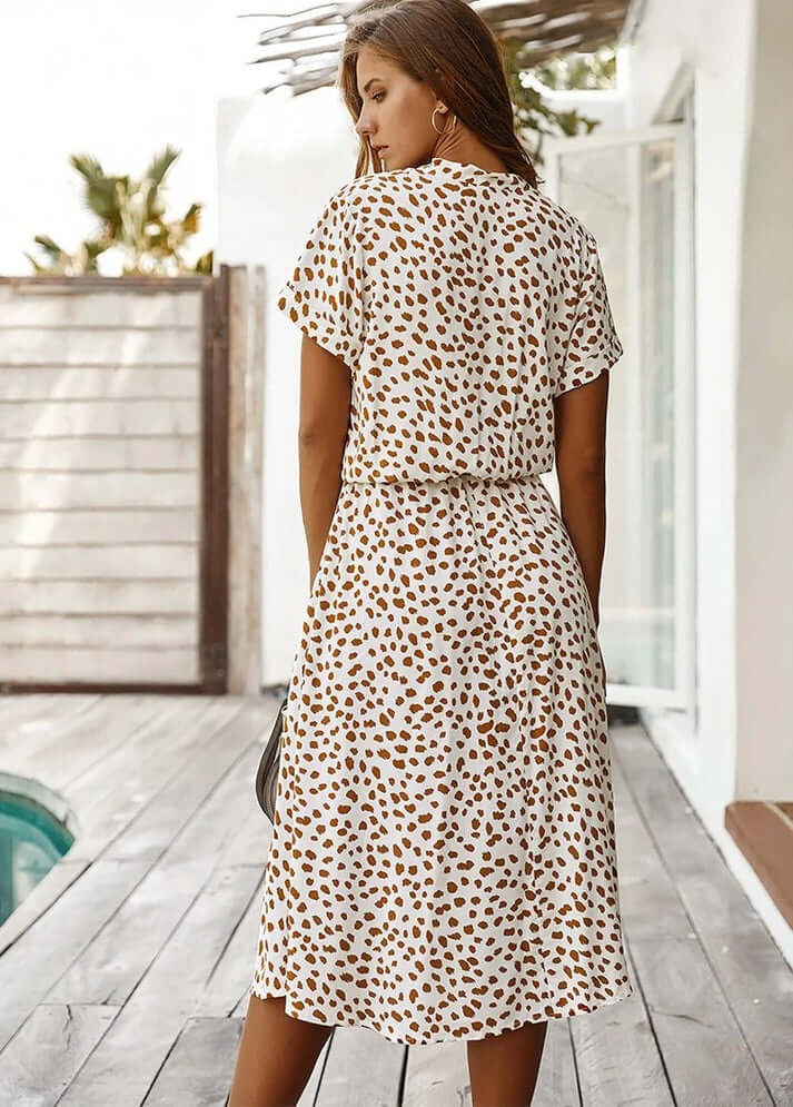 Summer Dress | Short Sleeve | Tie Waist | Midi Dress | Sundress-Fashion Nora