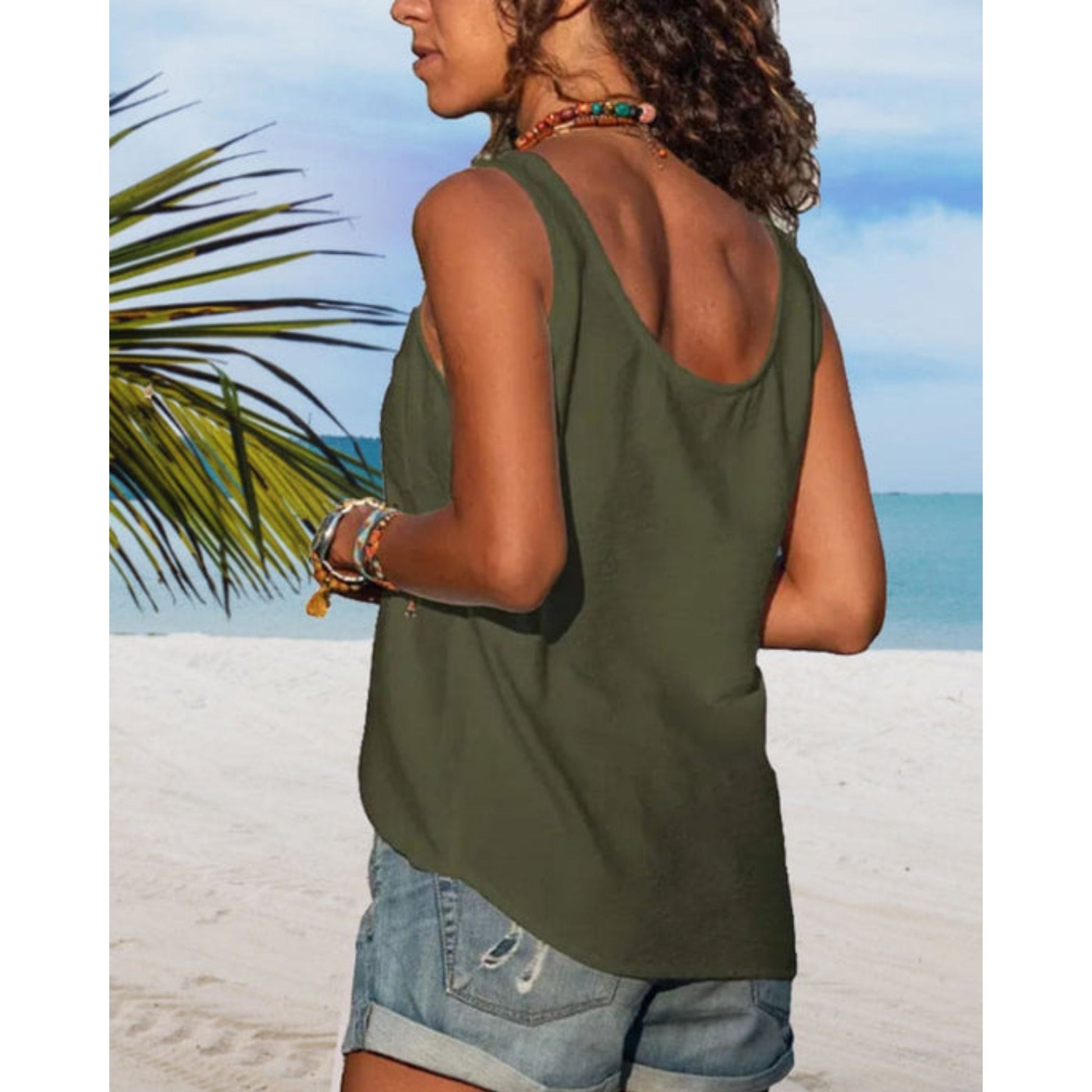 Summer Top | Loose Fit | Button Front | Sleeveless Top | Women's Top-Fashion Nora