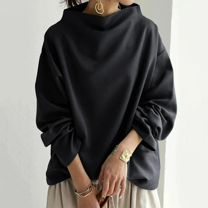 Sweater | High Neck | Black | Oversized Pullover | Women's Clothing-Fashion Nora