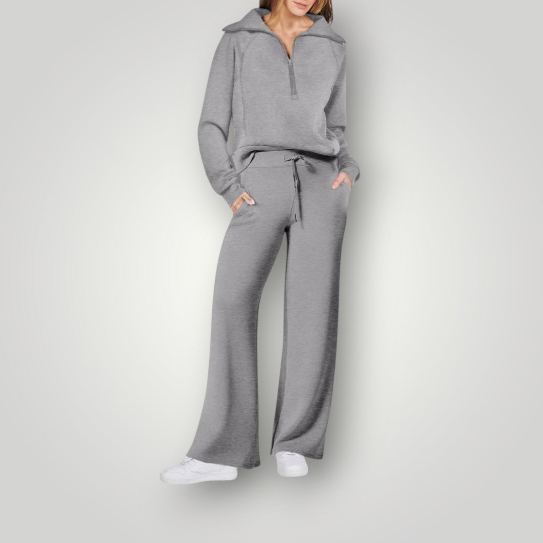 Sweatsuit - Women's Two-Piece Tracksuit Wide Leg Jogger Set-Fashion Nora