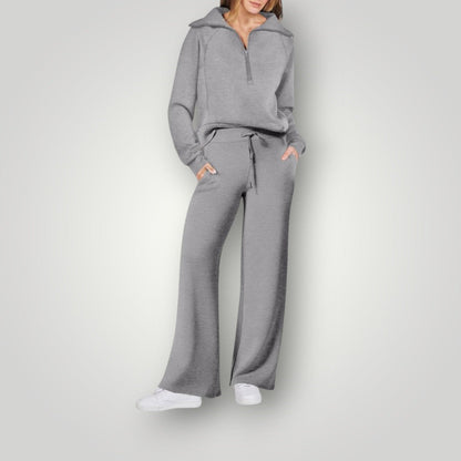 Sweatsuit - Women's Two-Piece Tracksuit Wide Leg Jogger Set-Fashion Nora